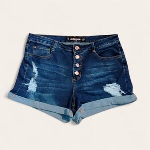Dollhouse Blue Jean Shorts Distressed High-Waisted Dollhouse